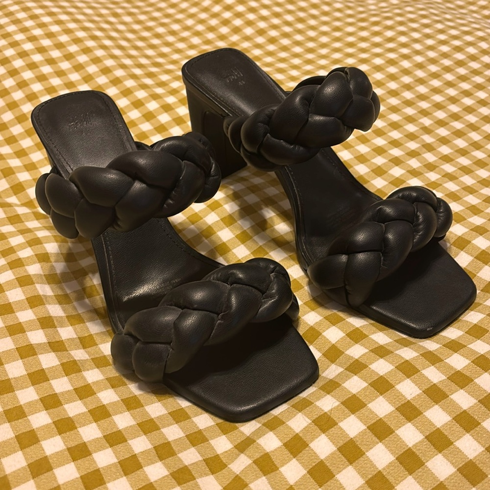 Braided heeled sandals.